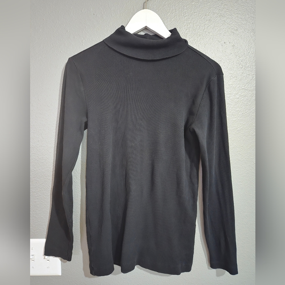 Eddie Bauer Black Ribbed Long Sleeve Turtleneck Size Medium